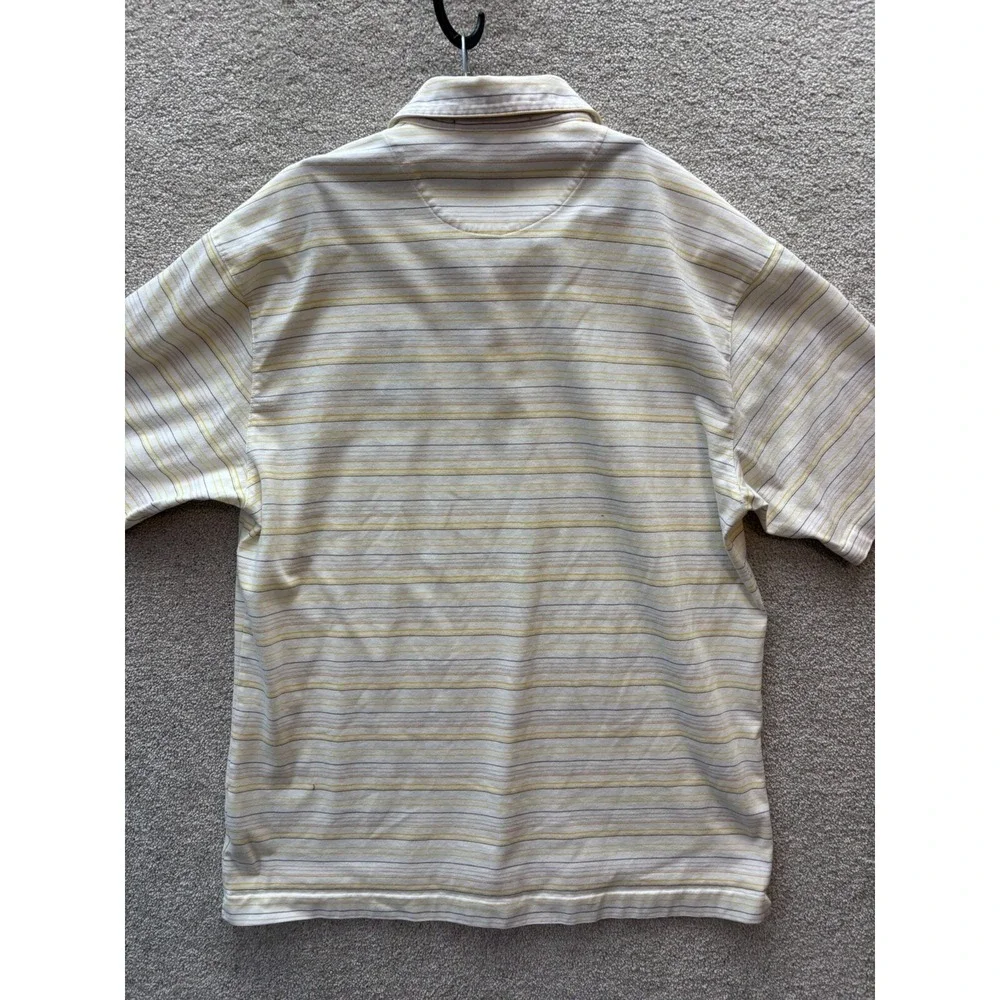 Nike Tiger Woods Golf Polo Shirt Men Large White Yellow Whistling Straits Stripe